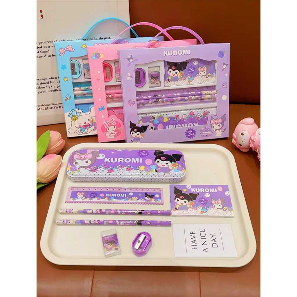 

SET ALAT TULIS / Stationery set 7 in 1 penggaris pensil penghapus rautan kotak pensil