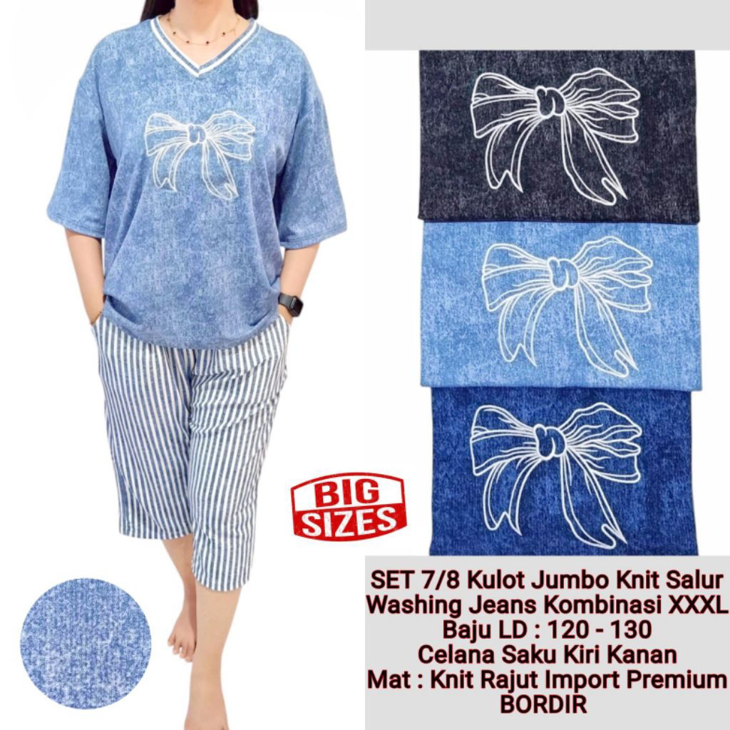 One Set Knit Celana Pendek Premium