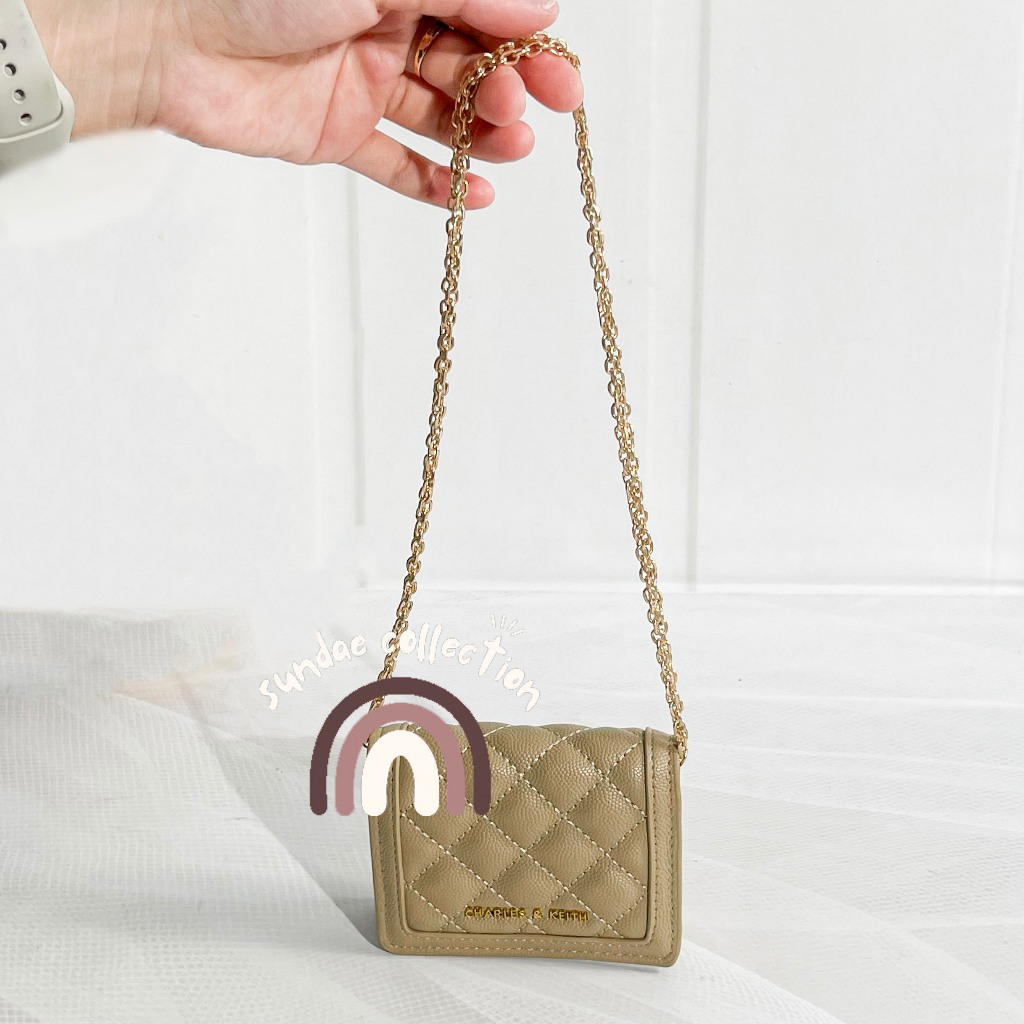 CK179 DOMPET LIPAT MINI FREE TALI RANTAI CK MICAELA QUILTED - FREE BOX