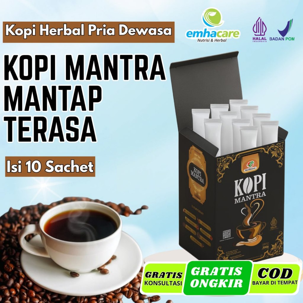 

Kopi Mantra Coffe Herbal Bantu Tingkatkan Stamina Pria Secara Maksimal Original Aman & Halal