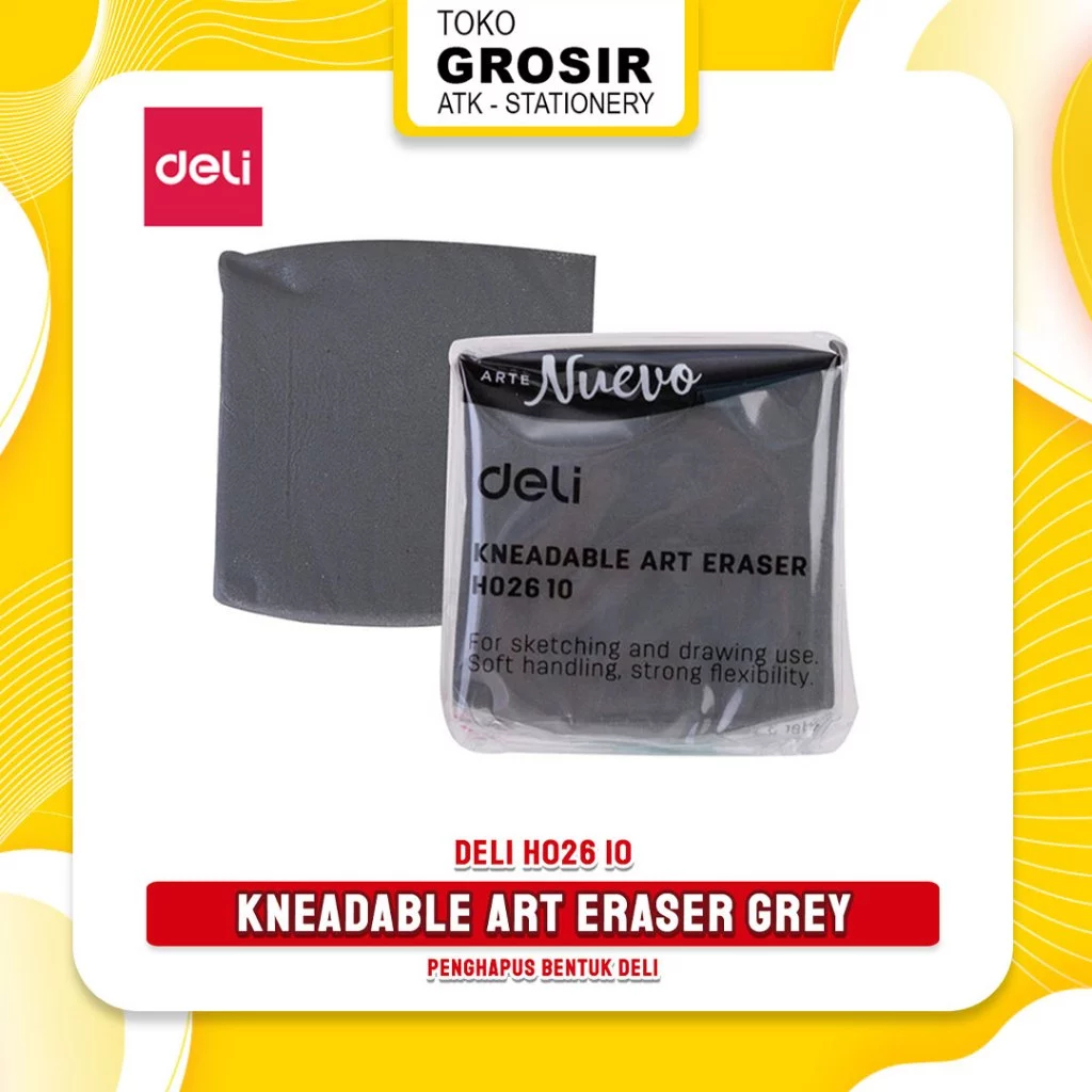 

(LIVE) (PCS) Penghapus Lentur Mudah Dibentuk / Art Kneadable Eraser Grey DELI H026 10 Arte Nuevo 2
