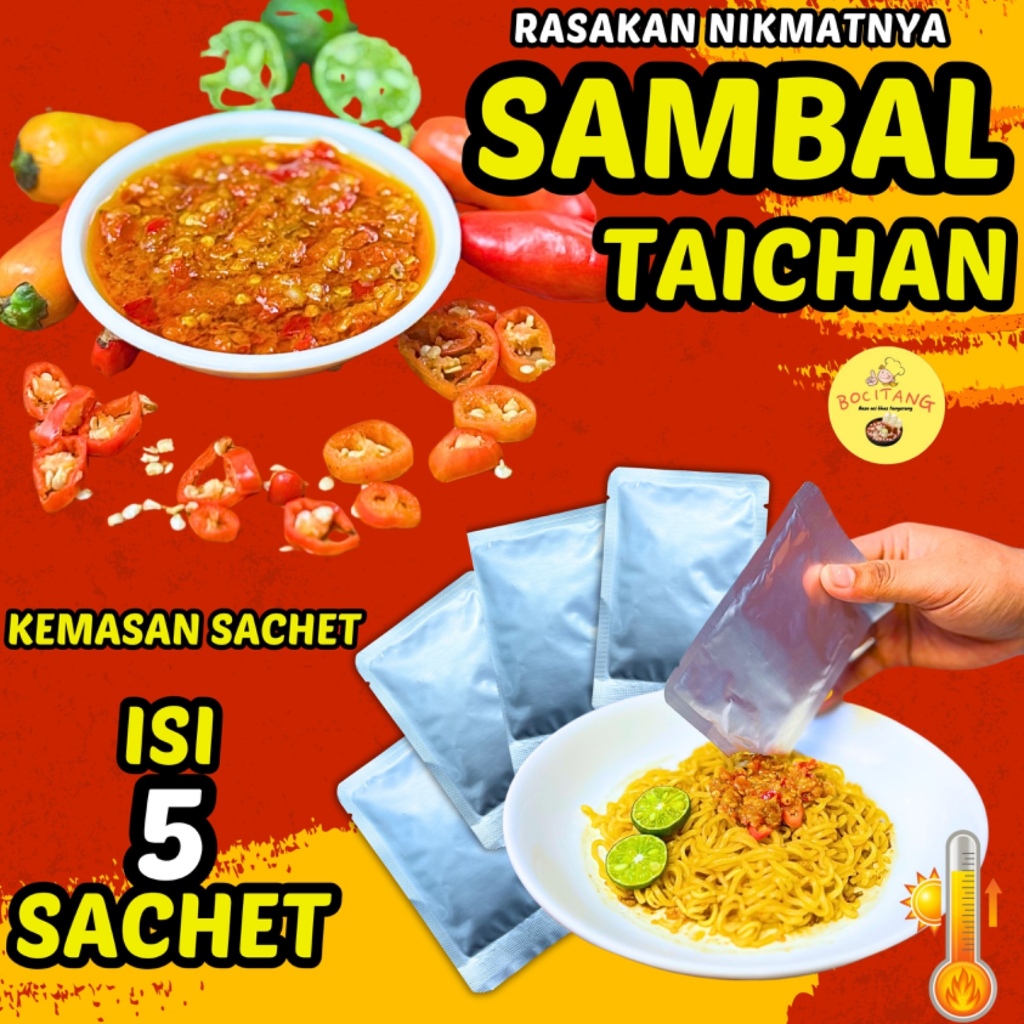 

( 5 Sachet ) Sambal Taichan Pedas Nikmat Resep Gudangsnak Kemasan Sachet Praktis Pedas Gurih Jeletot