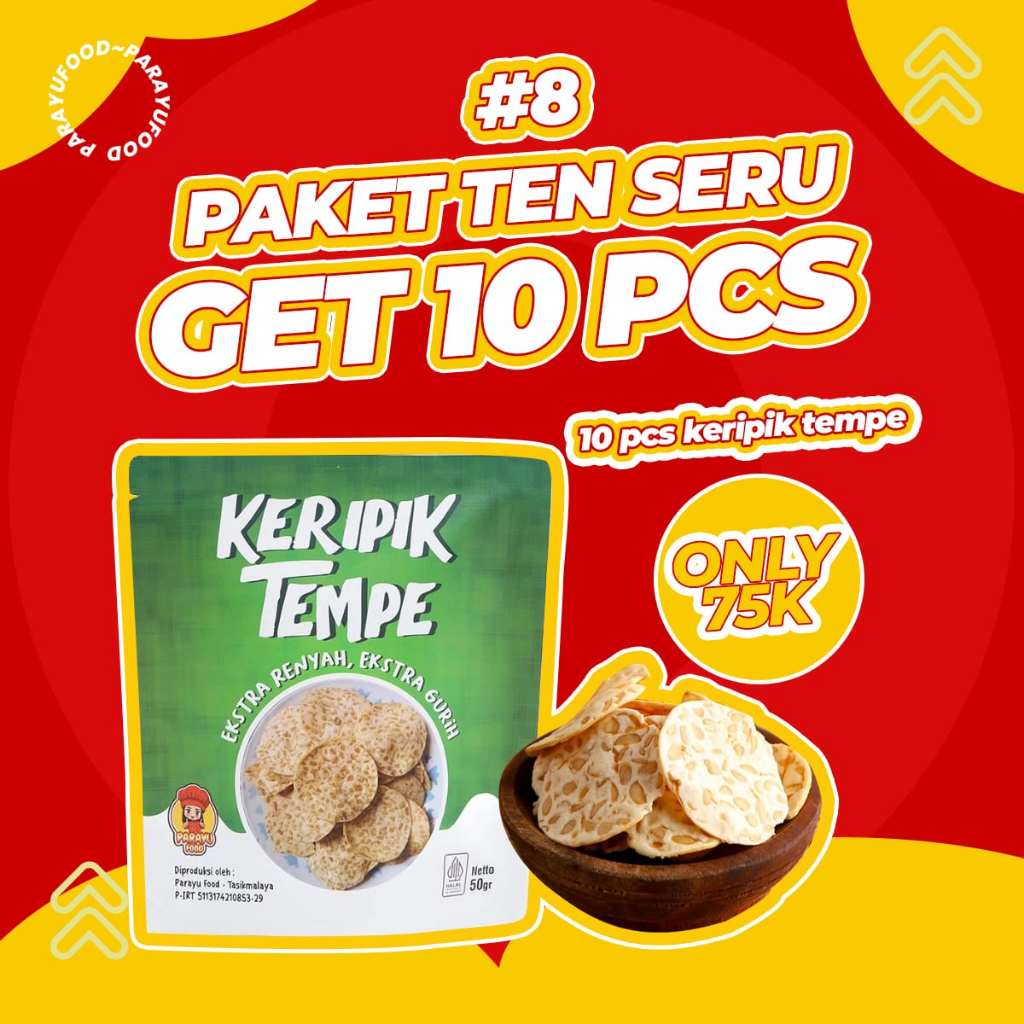 

Parayu Food - Paket 10 PCS Keripik Tempe Sagu Original Gurih Renyah 50 Gram