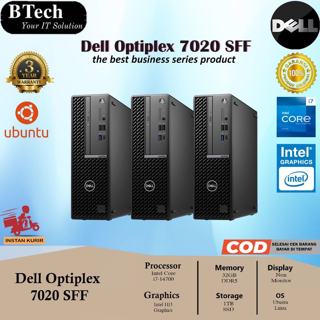 PC Dell Optiplex 7020 SFF i7-14700 32GB 1TB SSD DOS 3YR