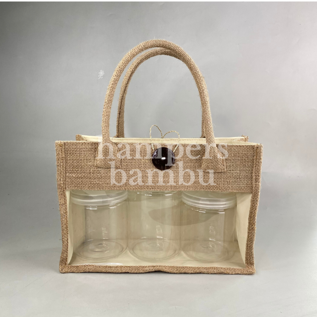 

Tas Goni Mika Isi 3 Toples Tabung / Tas Hampers Goni Mika / Goodie Bag Goni Premium