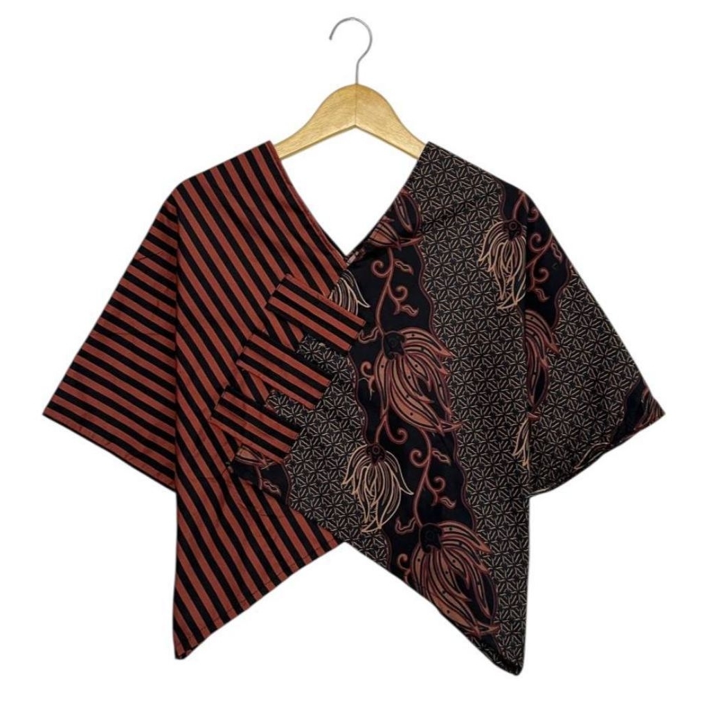 AYRA.ID-CROP TOP ETNIK BATIK MODERN OVERSIZE BLUS KANTOR ATASAN WANITA SONGKET