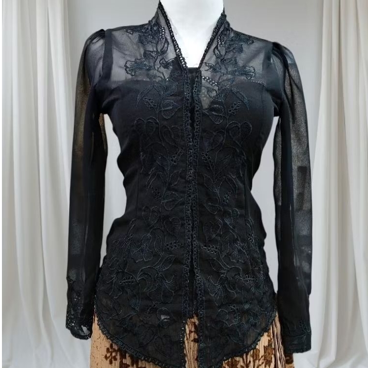 Kebaya Bordir Warna Hitam, Atasan Wanita, Adat Bali