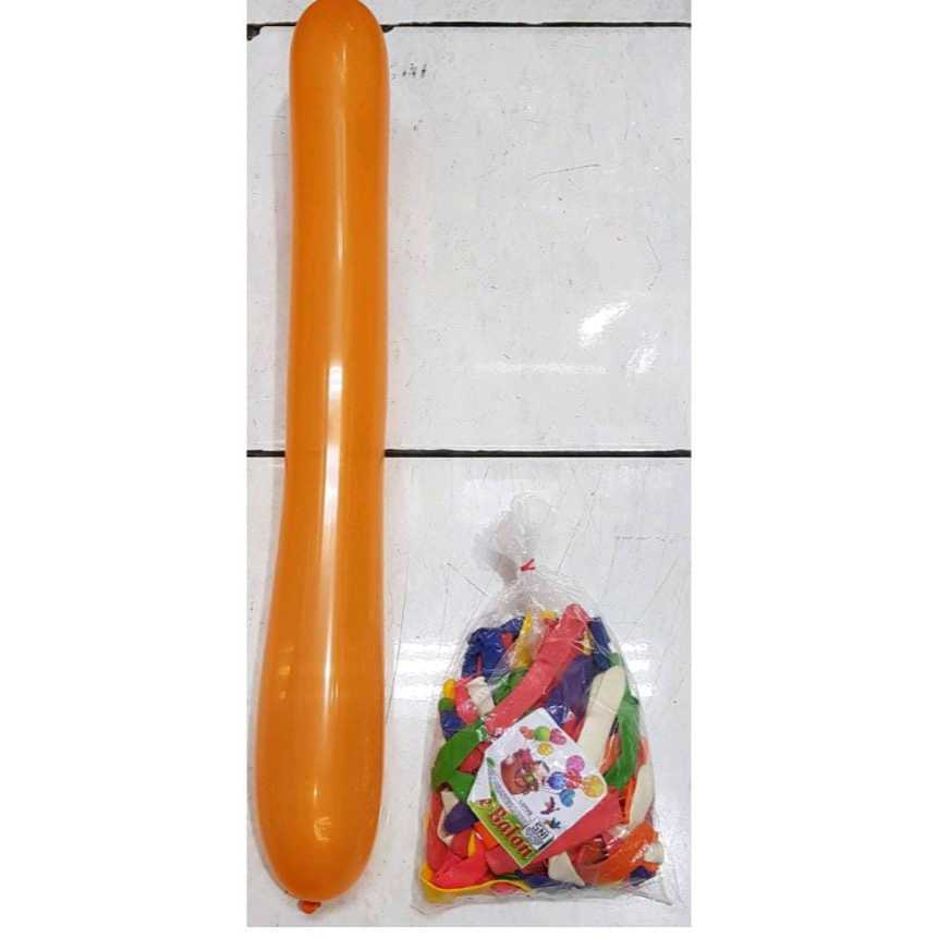 BALON KARET TEBAL BALON CIPLUK,,PANJANG WARNA WARNI 1 PAK ISI 100 PCS