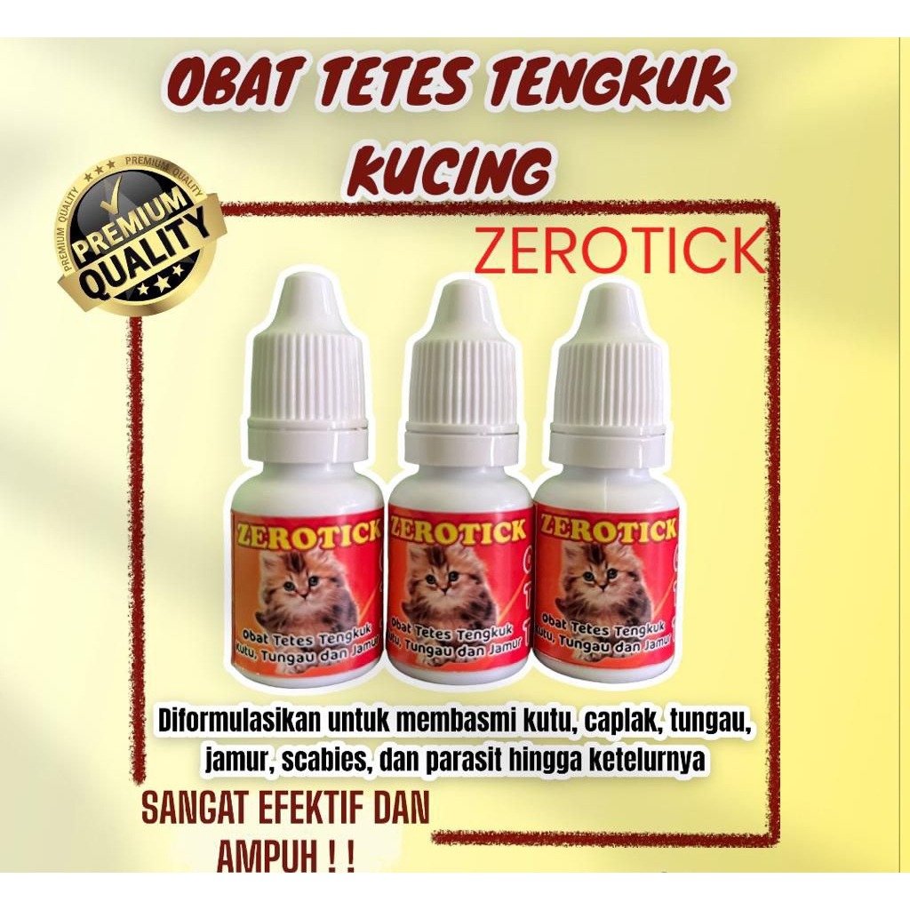 ZEROTICK Obat Tetes Tengkuk Kutu, Tungau Jamur Kucing
