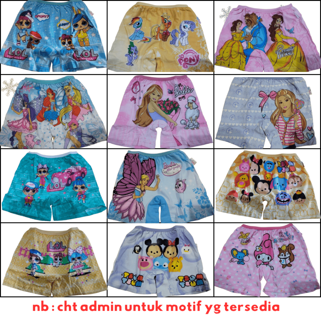 Celana Dalam / Boxer Anak Perempuan Semilong Isi 1 (Merk Jessie & Mike)