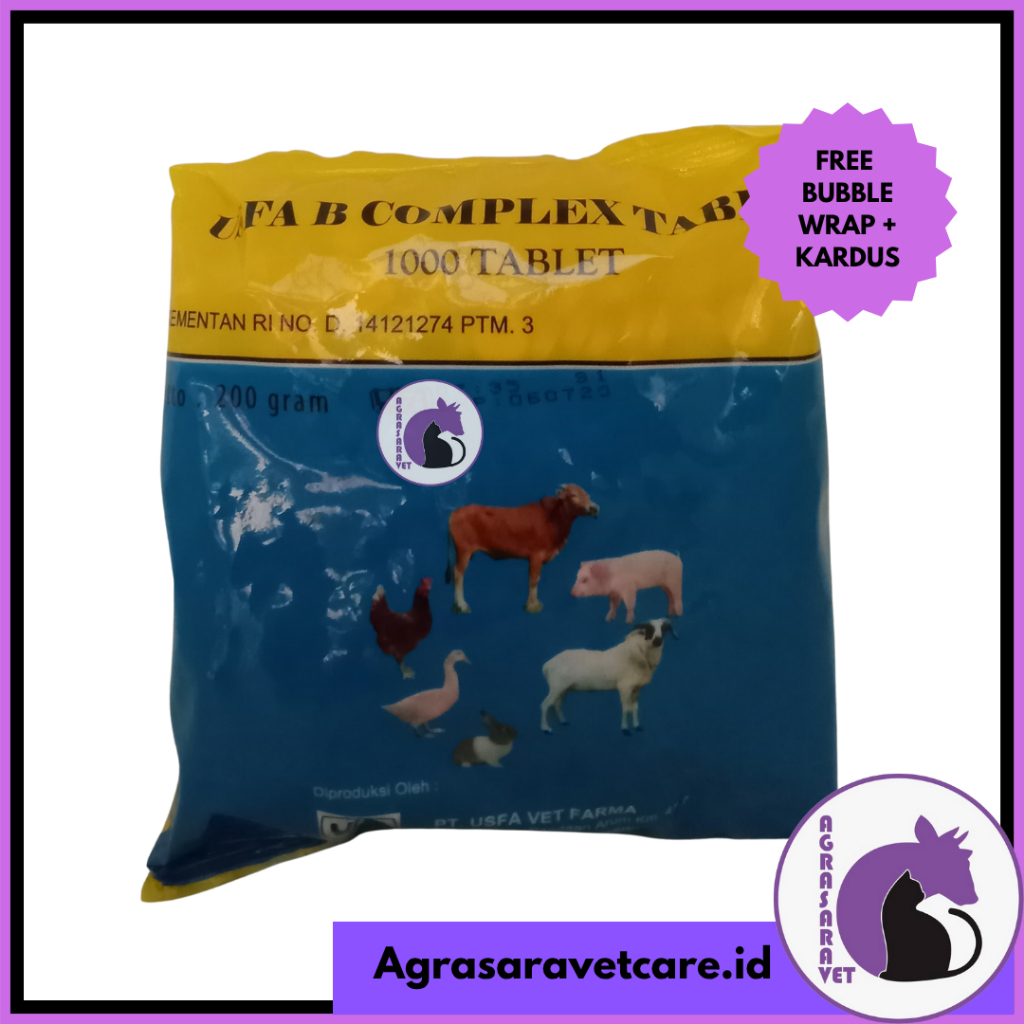 Vitamin b komplex/ b complex 1000 tablet USFA vitamin b komplex tablet ayam sapi kambing kelinci