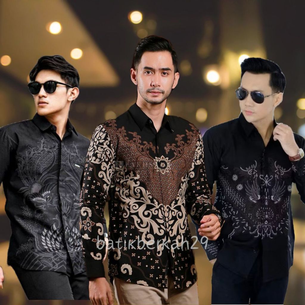 Kemeja Batik Pria Lengan Panjang BATIK BERKAHTURAH SIZE M L XL XXL BSWART BatiK HRB026 Kenongo Hem P