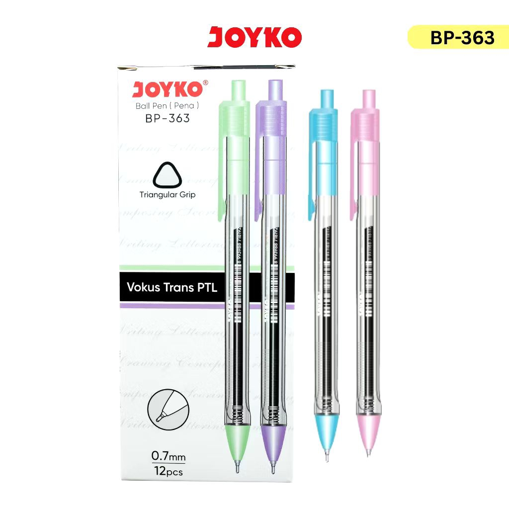 

Joyko BP-363 Vokus Trans PTL | Ball Pen 0.7mm | Pulpen | Ballpoint Retractable | Pena | Pena