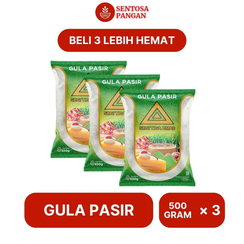 

[Dapat 3] Segi Tiga Emas Gula Pasir Putih 500gr - Putih, Bersih, Manis