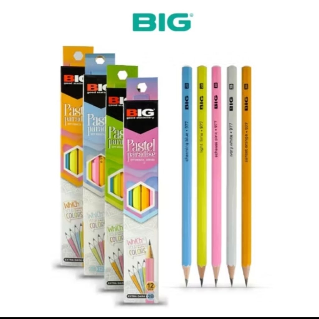 

( 12 PCS ) BIG - Pensil 2B Pastel Paradise Elegan PS-977