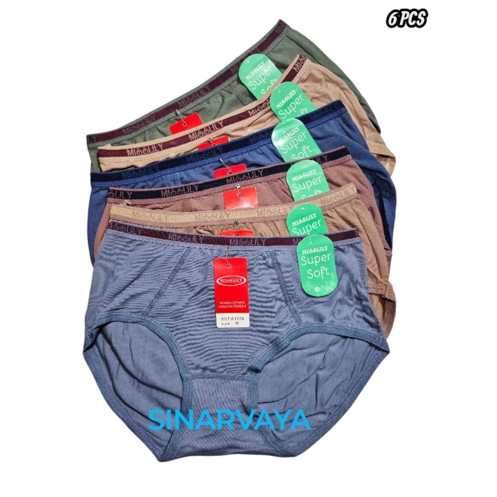 6 Pcs Celana Dalam Wanita Misslily 1236 / Cd Wanita Dewasa Misslily / Cd Misslily Super Soft