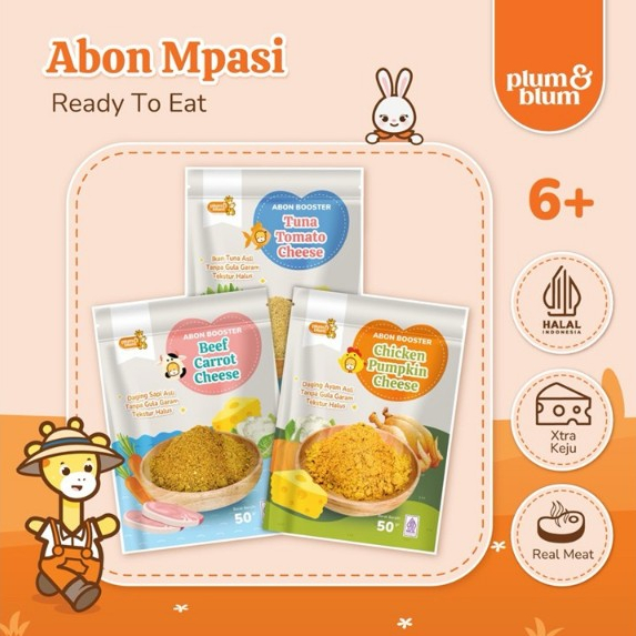 

Plum & Blum Mpasi Abon Cheese BB Booster Sapi Ayam Ikan No MSG - 50 gram