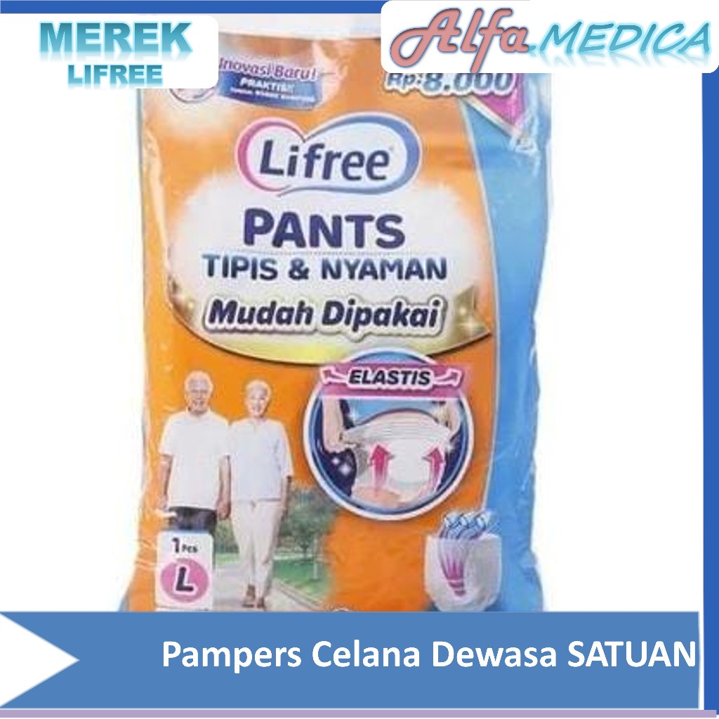 Pampers Celana Dewasa LIFREE / Pampers MURAH RENCENG eceran / Lifree Popok Celana Dewasa L 1