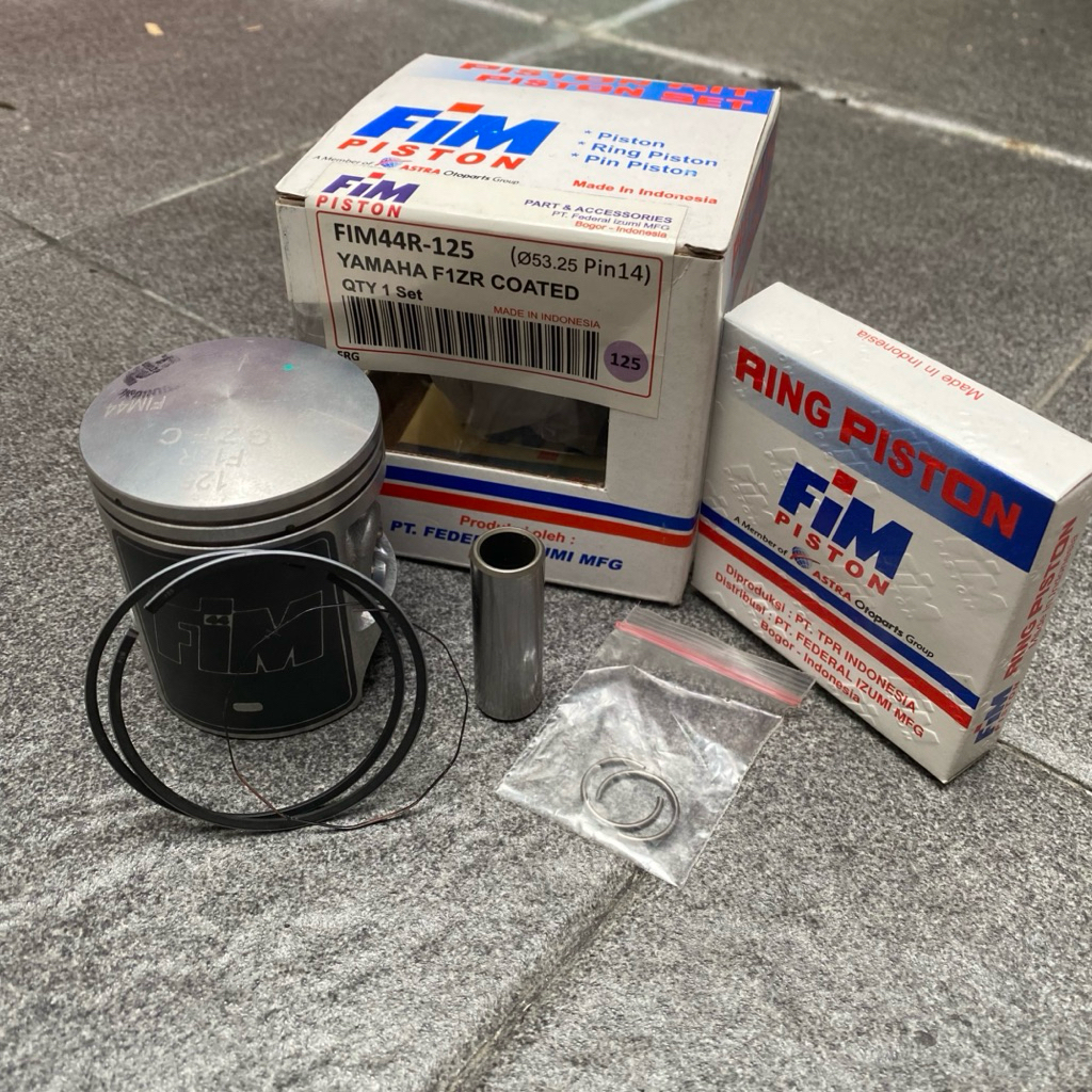 PISTON FIM  F1Z R FIZ 44R OV 125 PISTON FIM KIT 53.25 PIN 14 YAMAHA F1ZR FORCE ONE TEFLON