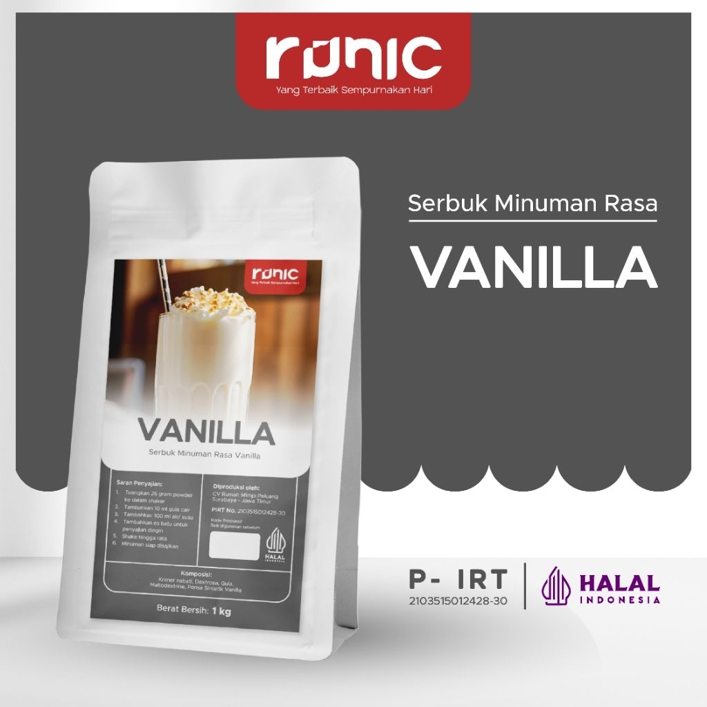 

VANILLA Bubuk Minuman RUNIC 1kg - Powder Drink I Rasa Premium