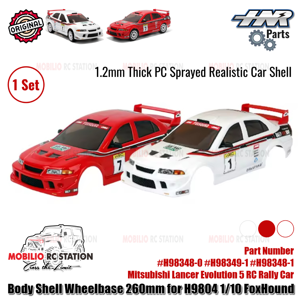 HNR Part #H98348-0 #H98349-1 #H98348-1 Body Shell Wheelbase 260mm Lancer Evo 5 for H9804 1/10 FoxHou
