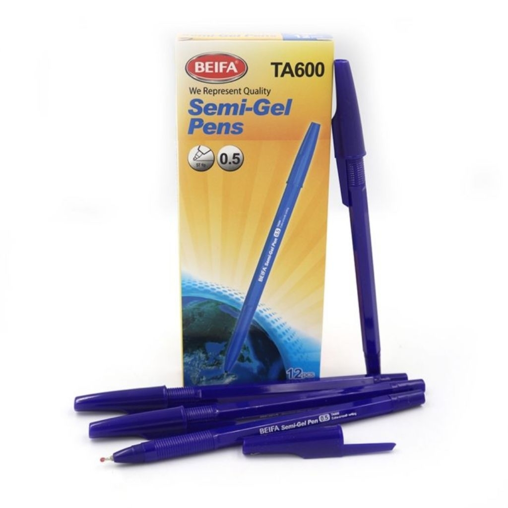 

pulpen semi GEL BEIFA TA 600 0,5 mm tinta biru