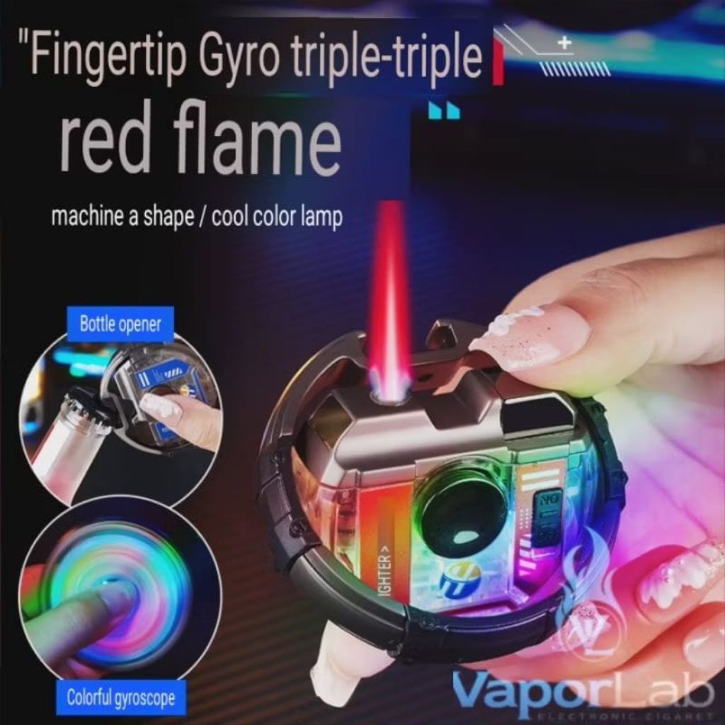korek api bara UFO spinning gyro jet torch spinner gas Lighter with light gift box