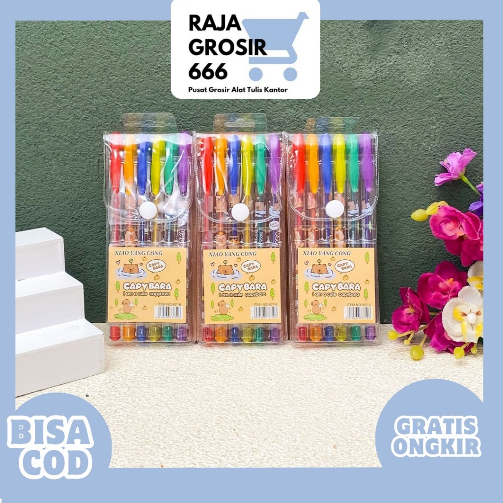 

PULPEN WARNA WARNI 1 SET ISI 6 PCS CAPYBARA PGK-1981 BOLPEN ALAT TULIS LUCU KAPIBARA COD