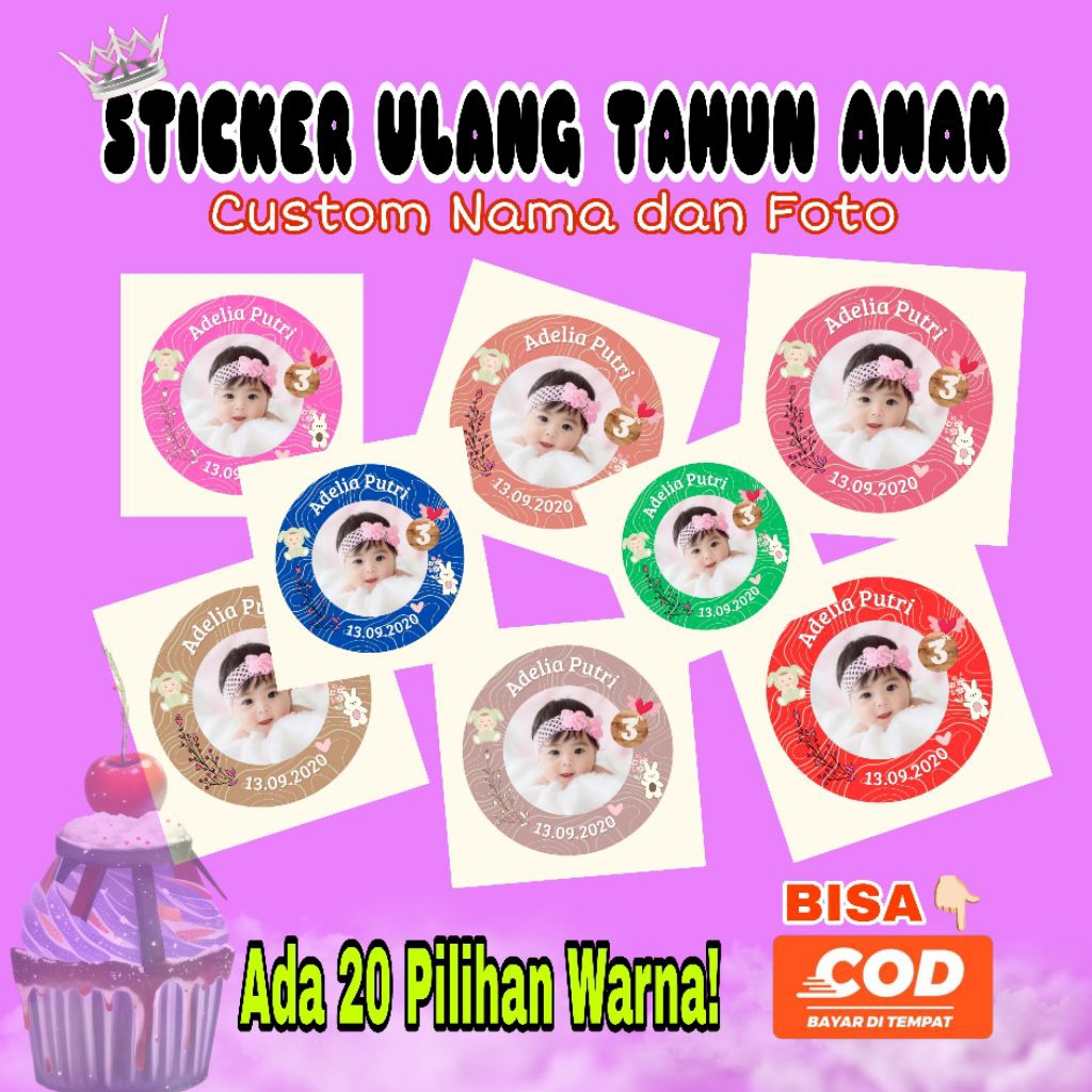 

Sticker Bulat Ulang Tahun Anak Stiker Ultah Free Design