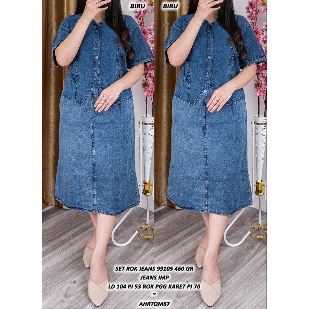 ASD 49670 / 99105 SET ROK JEANS WANITA IMPORT / READY / REALPICT