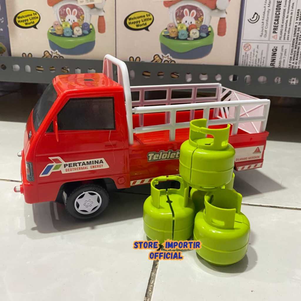 Versi Kecil | Mainan Mobil Pick Up L300 Penganggkut Gas LPG DT 46 Jalan Bump And Go Full Lampu Ada B