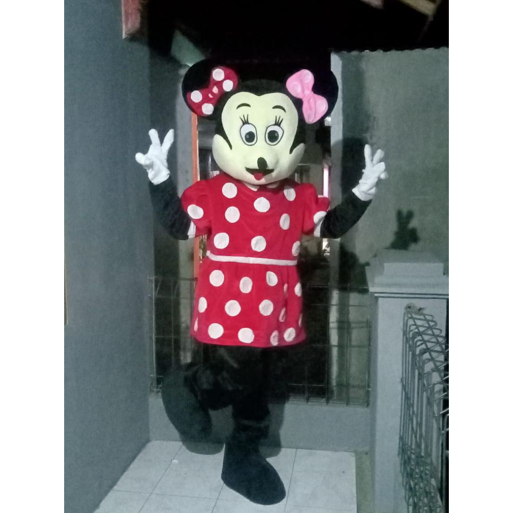 kostum badut mickey mouse merah
