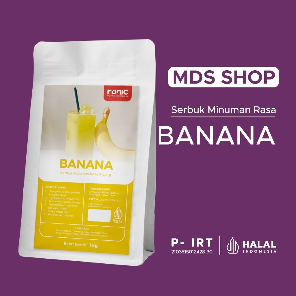 

Bubuk Minuman Bubble Powder Drink rasa BANANA Runic 1kg