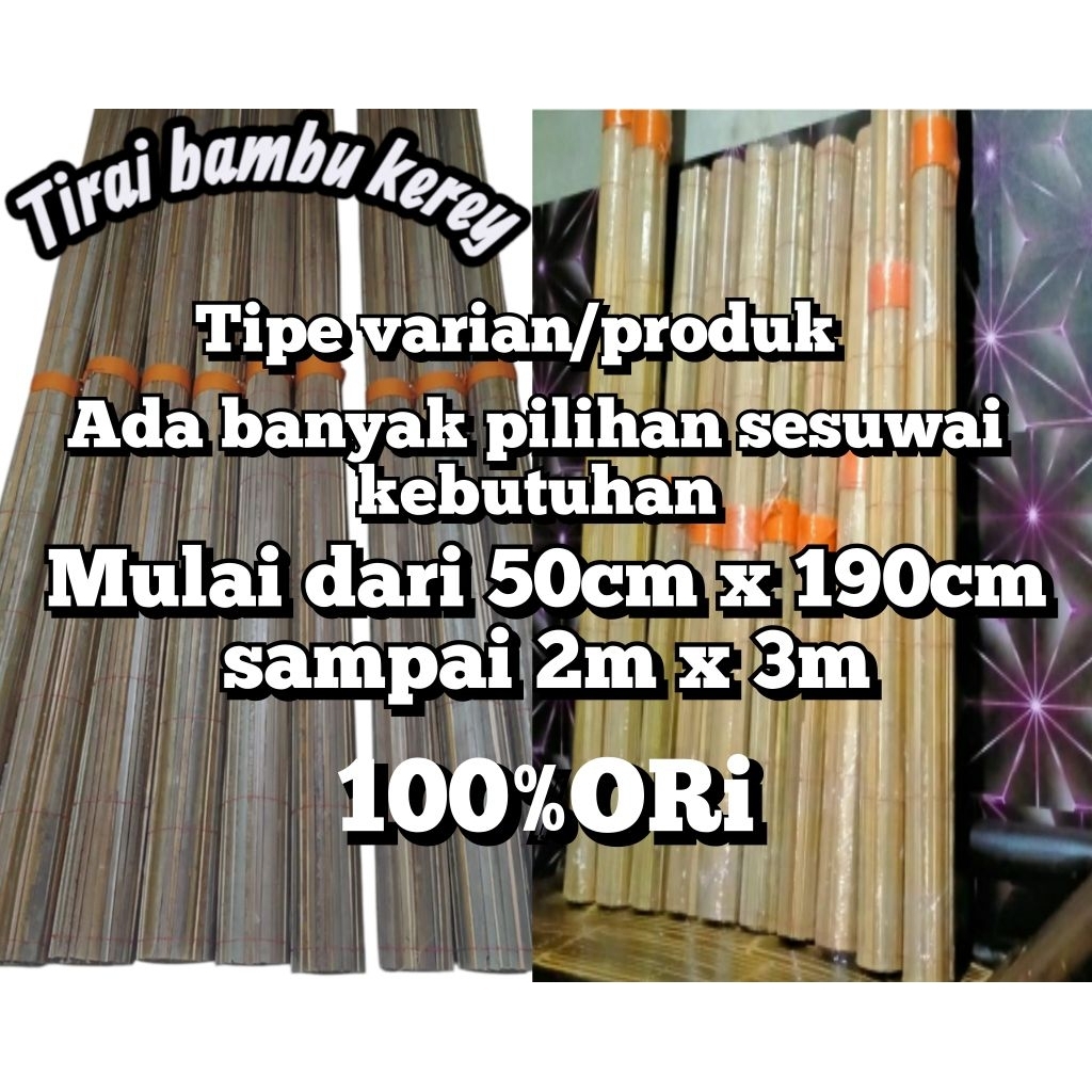 tirai bambu krey 2x2 2x3 lengkap rol tali gulung