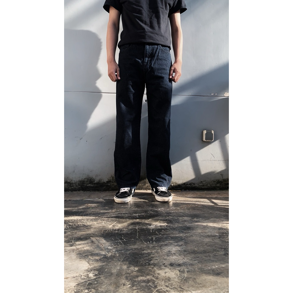 Junred Japan Loose Straight Stone Black Wash Jeans