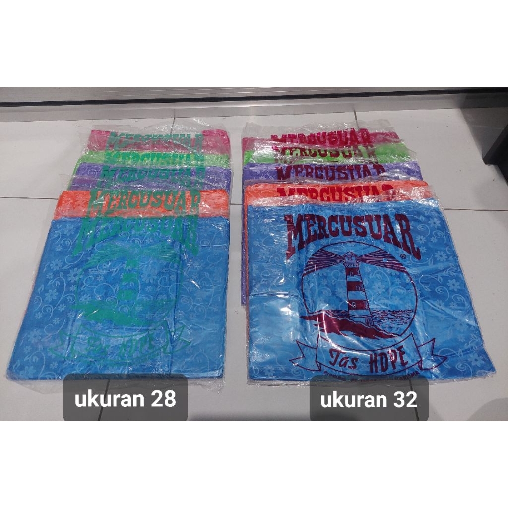 Kantong kresek motif/kantong kresek hajatan merk mercusuar ukuran 28 32