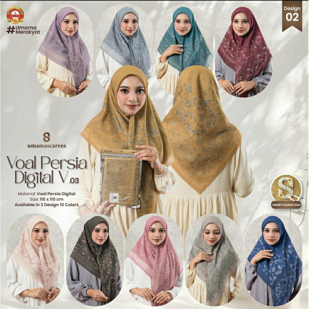 AK HIJAB MOTIF VOAL PERSIA DIGITAL LC (110 × 110 CM )