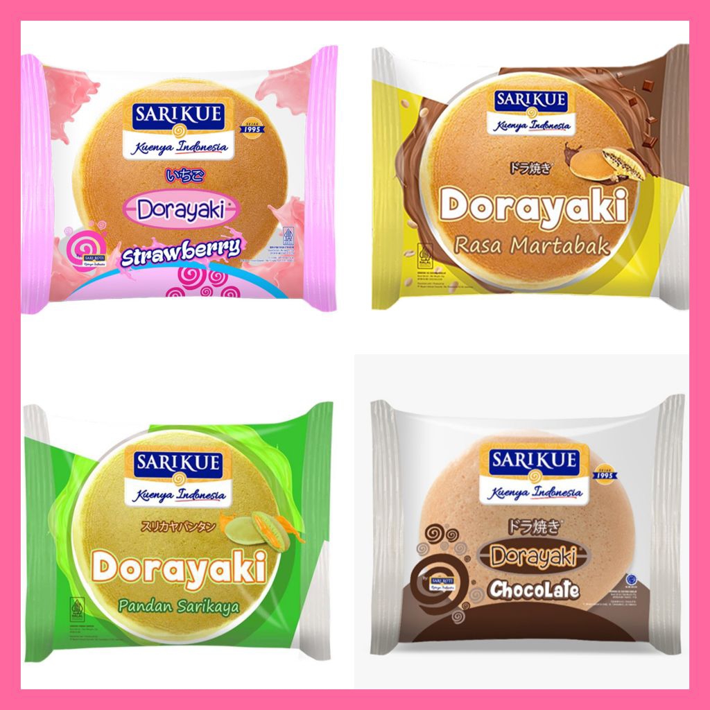 

sari kue dorayaki Doraemon cokelat stroberi martabak pandan sarikaya