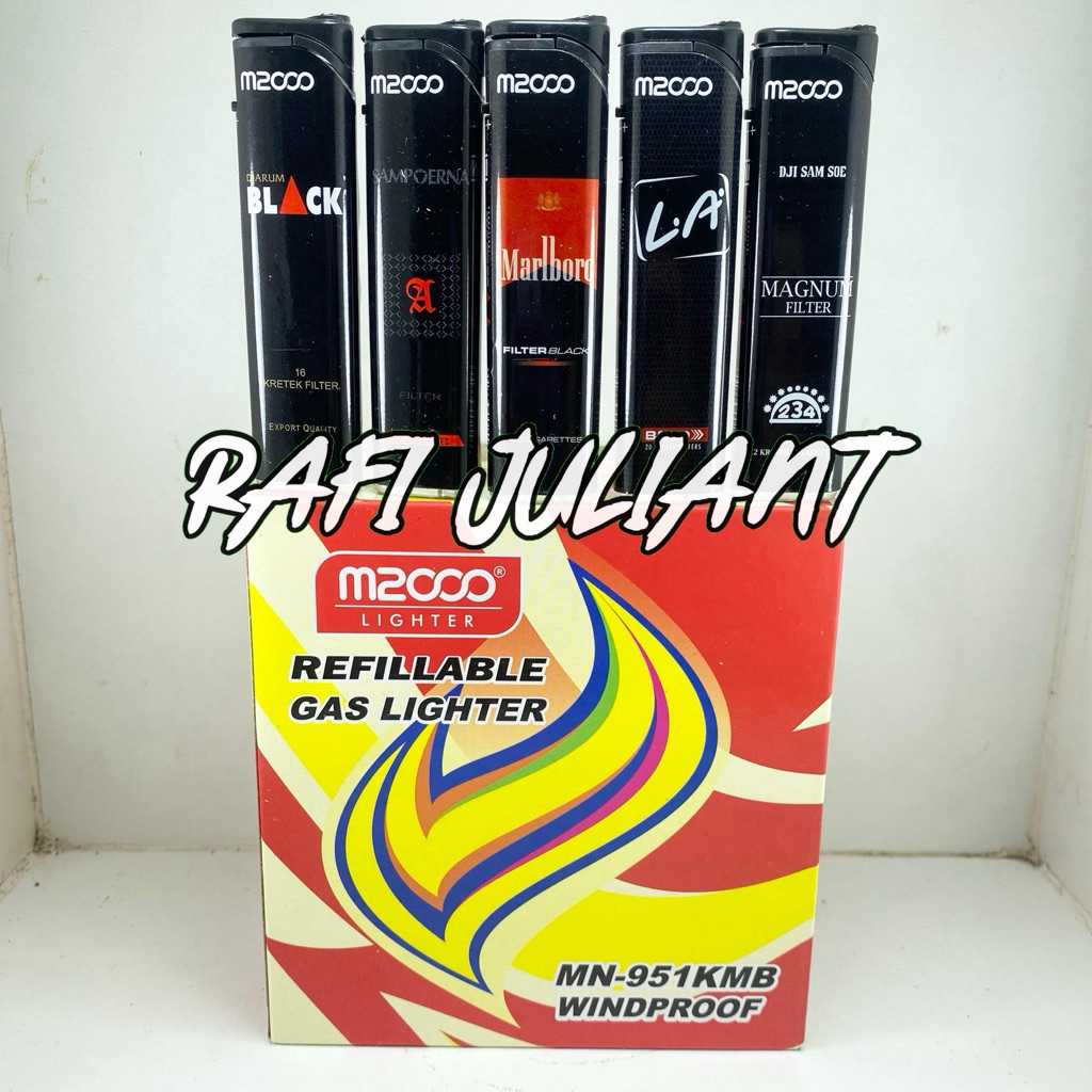 Korek Nyala Api BARA M2000 BLACK SLIM SERIES (isi 50 pcs)