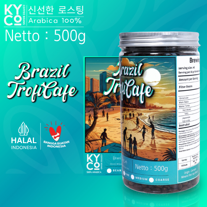 

Biji Kopi Arabika Brazil Trofi Cafe 500 gram - Impor Beans Grade 1 | Roast Beans | Brewing | Medium Roast | Fillter | Blend Kopi | Kiyowo Coffee Roastery