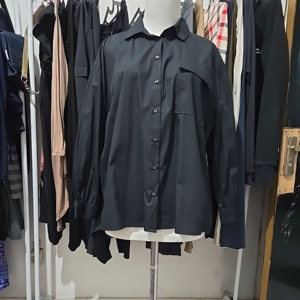 Kemeja Hitam Longsleeve Shirt Colorbox Size S