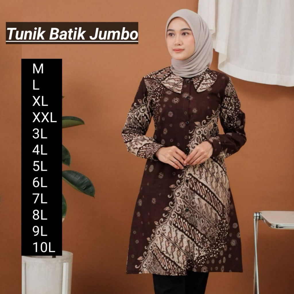 Tunik Batik Jumbo Wanita Batik Jumbo Elegan Tunik Batik Ukuran Besar Batik Tunik Jumbo Motif Indones
