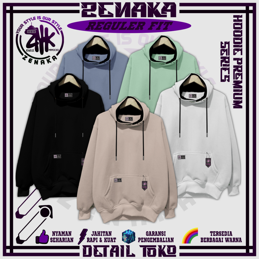 Zenaka Hoodie polos oversize tebal aesthetic Hoodie pria polos tebal M L  XL XXL Jacket pria hoodie 