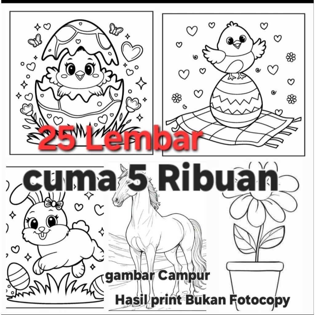 

PROMO MURAH 25 Lembar Gambar Mewarnai Anak