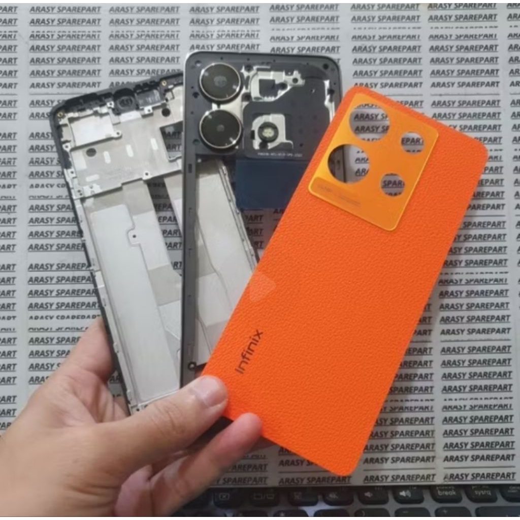 CASING FULLSET INFINIX NOTE 30 BACKDOOR+BEZEL +FRAME LCD ORANGE