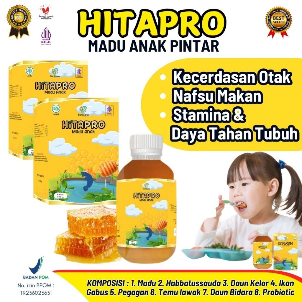

HITAPRO Madu Anak 125ml – Herbal Kecerdasan Otak, Nafsu Makan, Stamina, Daya Tahan Tubuh