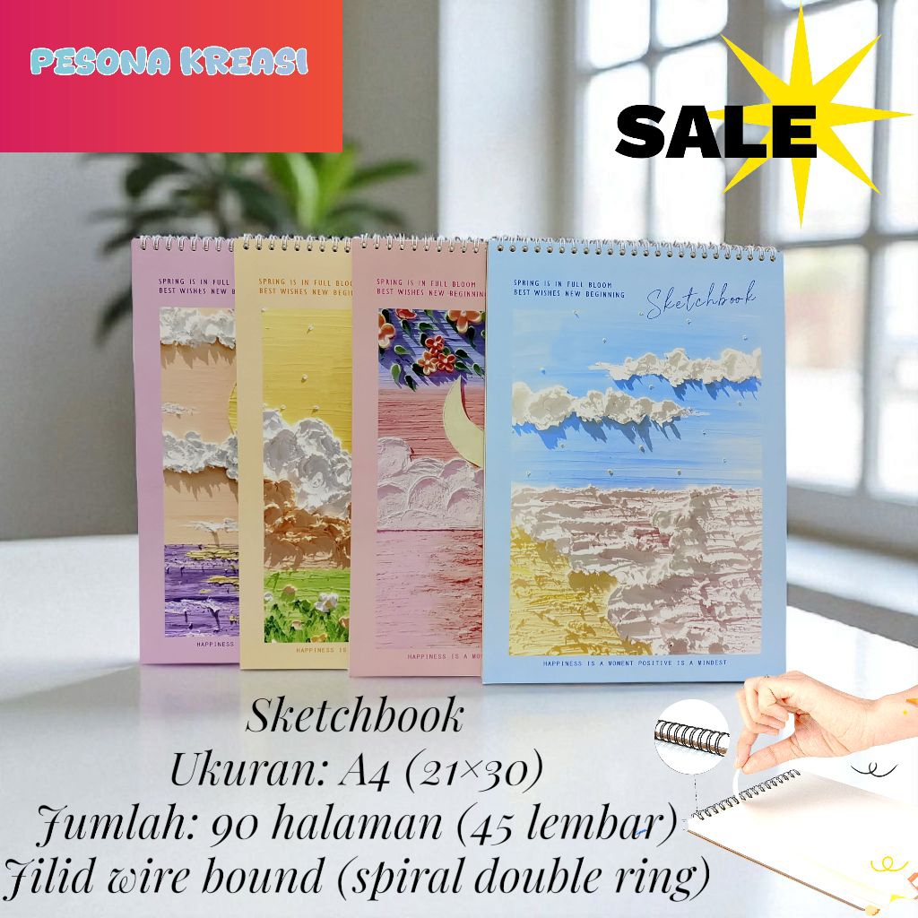 

Premium Sketchbook A4 Buku Gambar A4 Buku Sketsa Vertikal Jilid Spiral 45 Lembar 90 Halaman