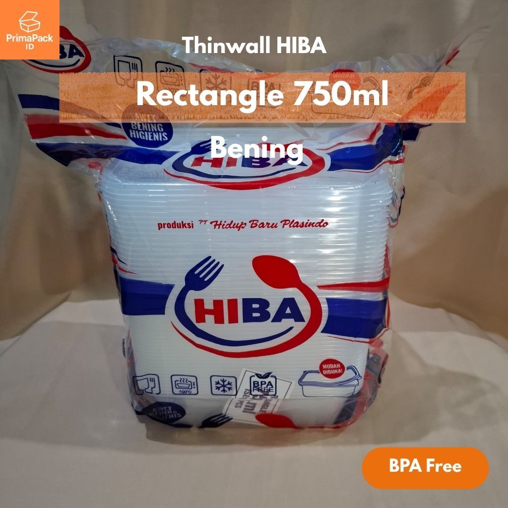 ISI 25 PCS - Thinwall Rectangle Merk HIBA 750ml / Thinwall Rectangle / Food Container