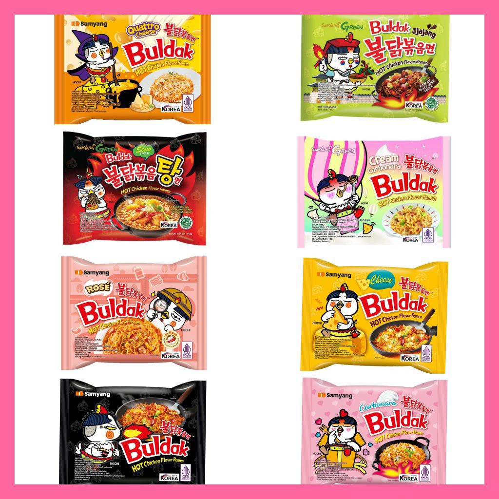 

mie Samyang buldak Korea jjajang carbonara cheese hot rose