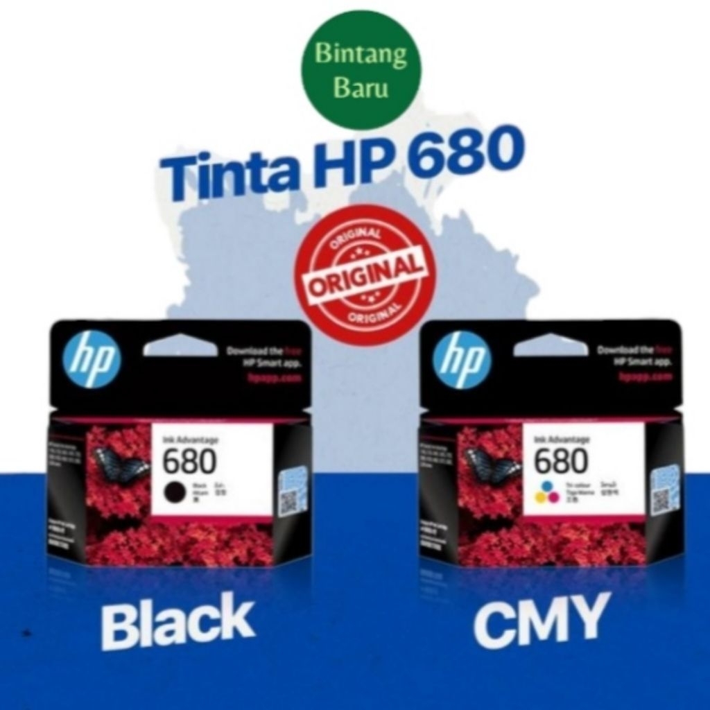 Cartridge HP 680 Black Hitam HP680 Colour HP 680 Tri Color Tinta Cartridge HP 680 Original Untuk Pri